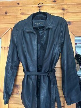 Marc New York Black Leather Belted Jacket